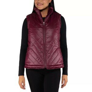 NICOLE MILLER Women Faux Fur Reversible Vest--Wine